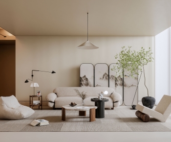 Modern Wabi-sabi Style A Living Room-ID:392877107