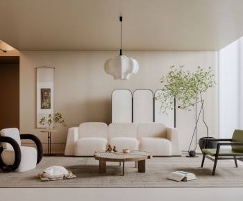 Modern Wabi-sabi Style A Living Room-ID:248579984