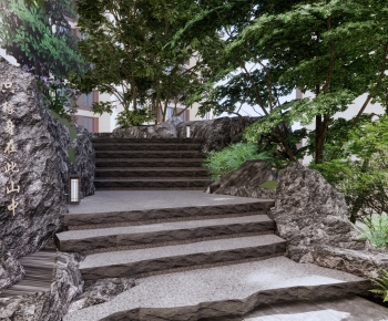 新中式台阶自然石景观-ID:199224009