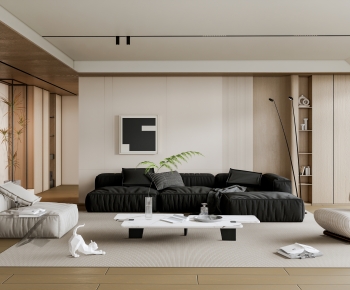 Modern Wabi-sabi Style A Living Room-ID:438349013