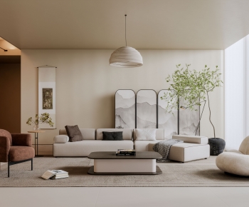 Modern Wabi-sabi Style A Living Room-ID:899369741