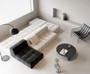 现代双面沙发茶几组合3D模型