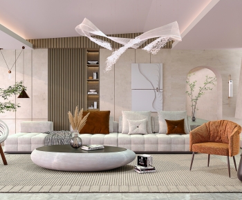 Modern Wabi-sabi Style A Living Room-ID:654582985