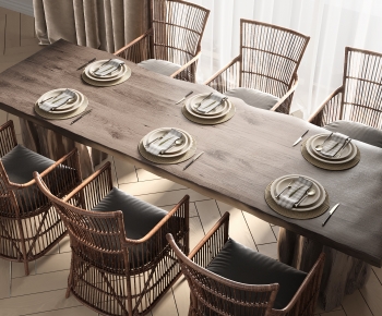 Wabi-sabi Style Dining Table And Chairs-ID:162785051