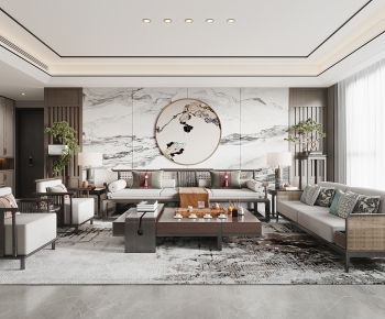 New Chinese Style A Living Room-ID:111880342