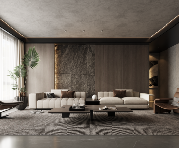 Modern Wabi-sabi Style A Living Room-ID:322983036