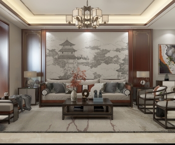 New Chinese Style A Living Room-ID:647572041