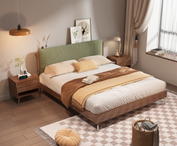 Nordic Style Wabi-sabi Style Double Bed-ID:953905116