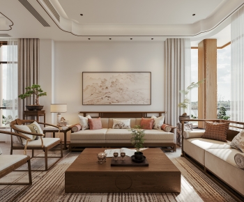 New Chinese Style A Living Room-ID:452919968
