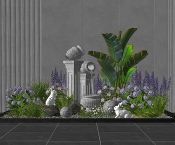 现代庭院植物堆景观小品3D模型