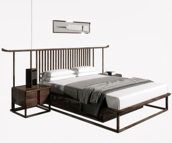 New Chinese Style Double Bed-ID:790764091