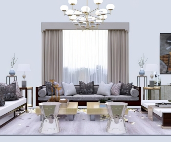 New Chinese Style A Living Room-ID:724550966