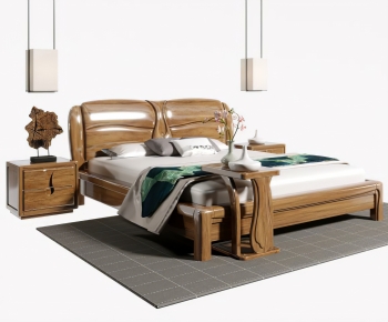 New Chinese Style Double Bed-ID:412836079