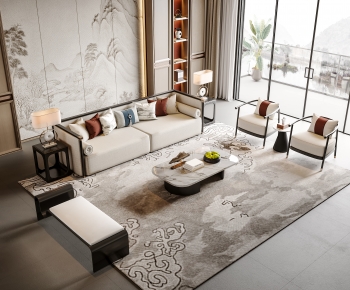 New Chinese Style Sofa Combination-ID:113360945