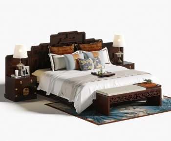 New Chinese Style Double Bed-ID:296640482
