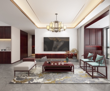New Chinese Style A Living Room-ID:685713051