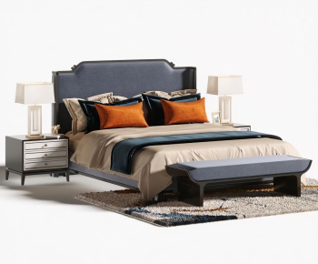 New Chinese Style Double Bed-ID:444277057