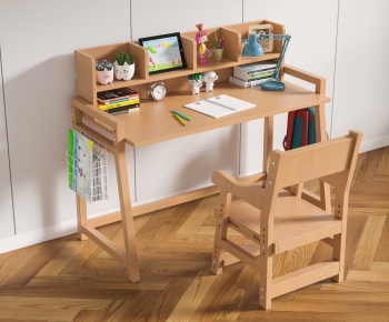现代儿童实木学习桌椅组合-ID:810842046