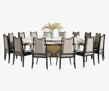 新中式圆形餐桌椅组合-ID:851849082
