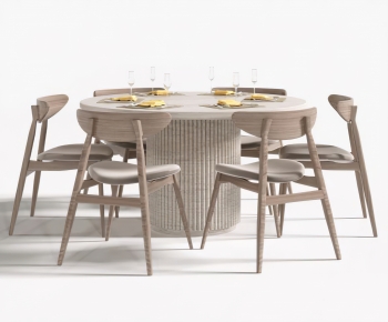 新中式圆形餐桌椅组合-ID:459791906