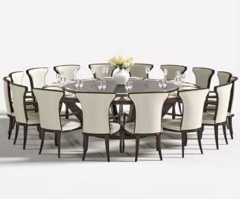 新中式圆形餐桌椅组合-ID:410995965