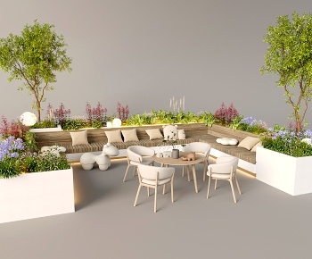 现代庭院绿化 户外桌椅3D模型