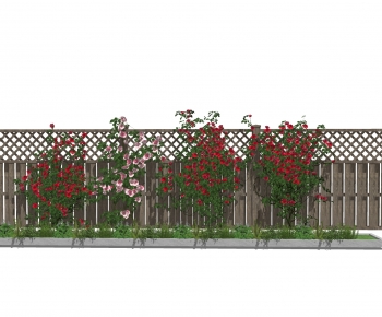 现代新中式攀爬植物花架围墙月季花-ID:578716043