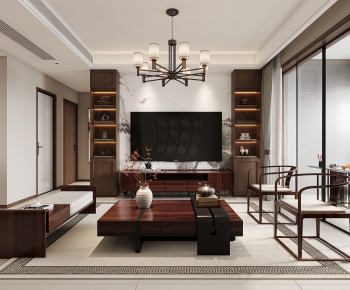 New Chinese Style A Living Room-ID:730843074