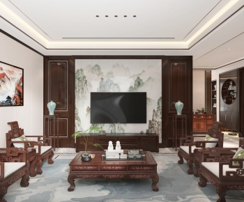 Chinese Style A Living Room-ID:218102934