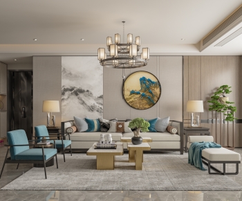 New Chinese Style A Living Room-ID:195514924