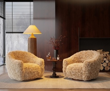 GUELFOFUR 侘寂风毛绒单人沙发3D模型