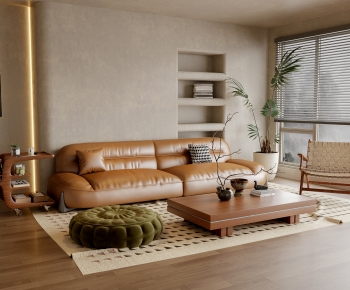Modern Wabi-sabi Style A Living Room-ID:166279081