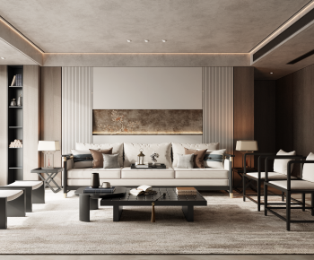 New Chinese Style A Living Room-ID:492794997