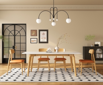 French Style Wabi-sabi Style Dining Room-ID:671942959