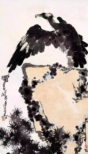 中式写意雄鹰国画挂画-ID:216526036