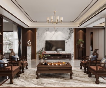 New Chinese Style A Living Room-ID:244796045
