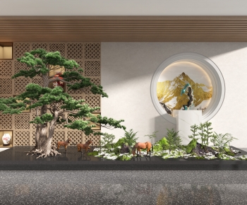 新中式松树景观植物雕塑小品-ID:160794979