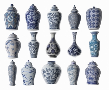 新中式青花瓷陶瓷器皿组合-ID:528700118