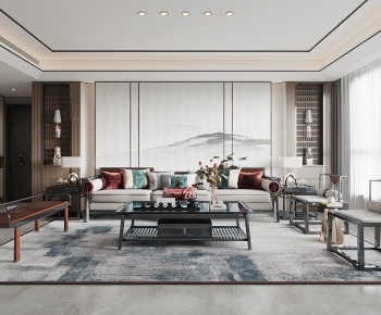 New Chinese Style A Living Room-ID:983252059