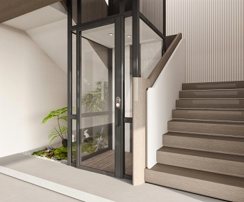 现代楼梯电梯间3D模型