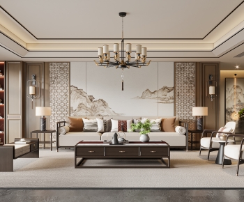 New Chinese Style A Living Room-ID:297571902
