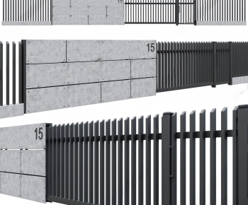 现代庭院栅栏 围墙 围栏-ID:950984001
