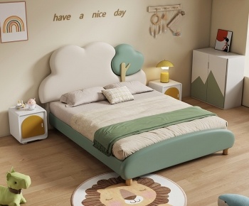 现代奶油风儿童床3D模型