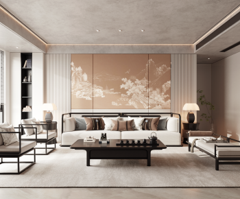New Chinese Style A Living Room-ID:282011039