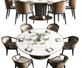 新中式圆形餐桌椅组合-ID:985907082