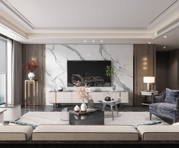 New Chinese Style A Living Room-ID:839688066