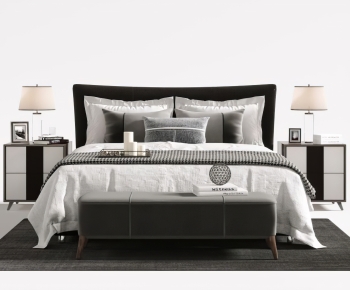 Modern Double Bed-ID:366875893