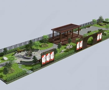 新中式公园景观3D模型
