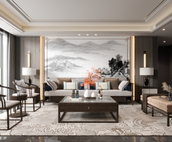 New Chinese Style A Living Room-ID:502495053