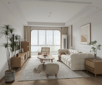 Nordic Style Wabi-sabi Style A Living Room-ID:358496904
